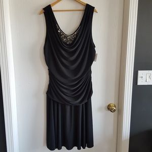 NWT Dressbarn Shirred Black Beaded Cocktail Dress